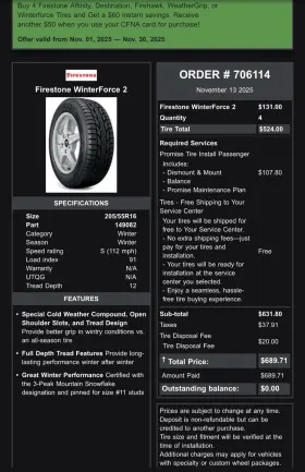 149082 Firestone Four Partially Used But Still New Studded Winter Tires 149082 Firestone Four Partially Used But Still New Studded Winter Tires