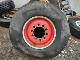 R22.5 Firestone T839 325 Each 425/65 Used Steer Tires On Wide Stud Piloted Wheels