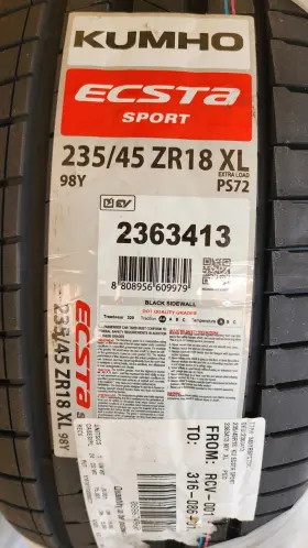 2363413 Kumho Ecsta Sport 235/45r18 98y Xl Uhp Ultra High Performance Summer Tires X4