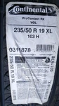 Tire 235/50R19 103H Xl Continental Procontact Rx Ev Ready (vol) All Season New. Price: $199.99.