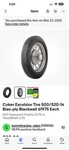 Coker Excelsior Tire 500/520-14 Bias-ply Blackwall 61975 Each New. Price: $105.00.