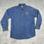 Vtg Scorpion By Pirelli Tires Gear For Sports Men's Large Button Up Denim Shirt Pre-owned. Price: $120.00.