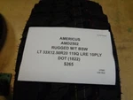 Americus Rugged M/t Bsw Lt 33 12.5 20 119Q Lre 10PLY Tires AMD2502 BQ4 New. Price: $230.39.
